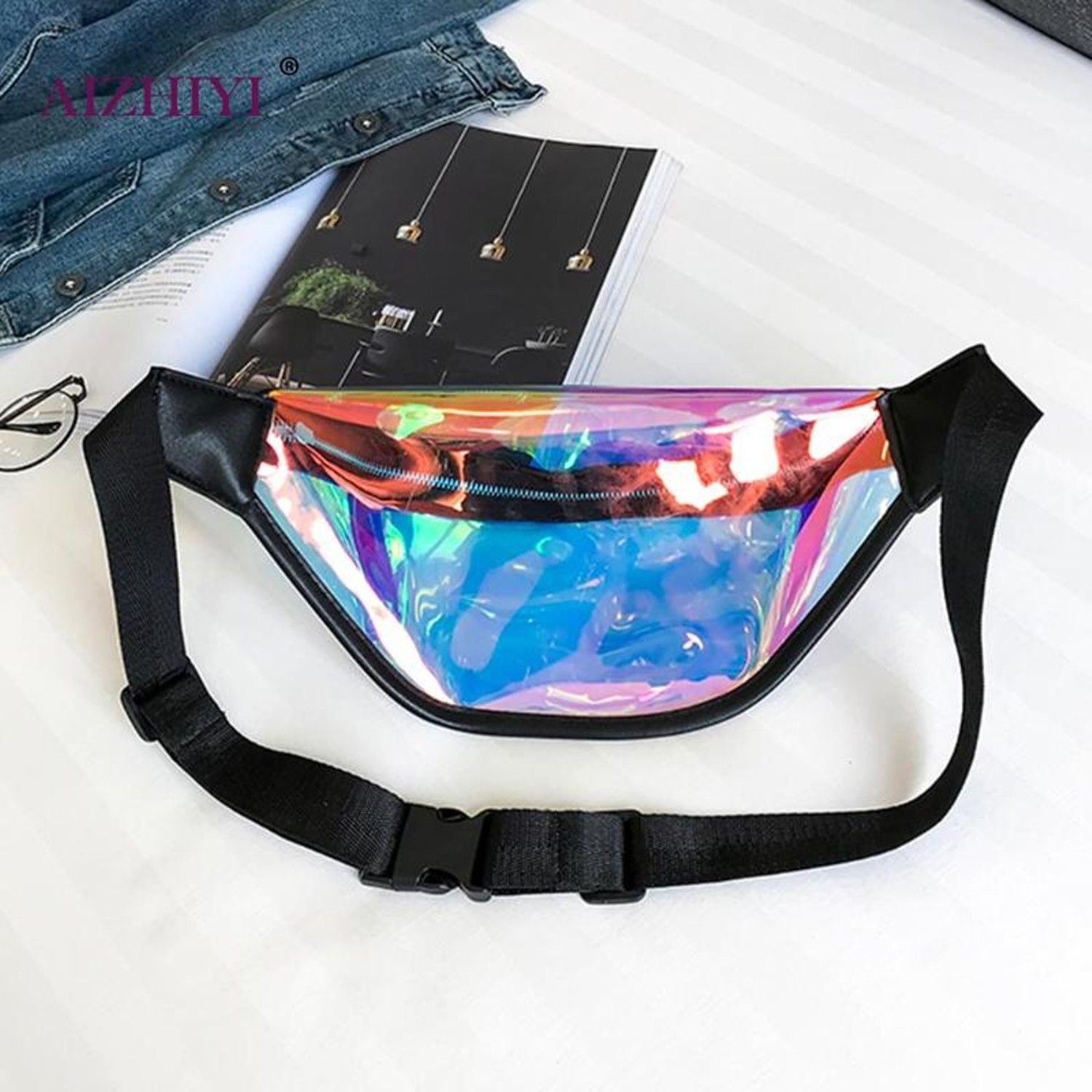 Marsupio da donna con ologramma laser in PVC Marsupio riflettente marsupio