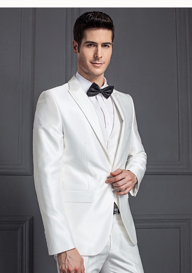 服装供应商中国 3 件白色外套男士西装