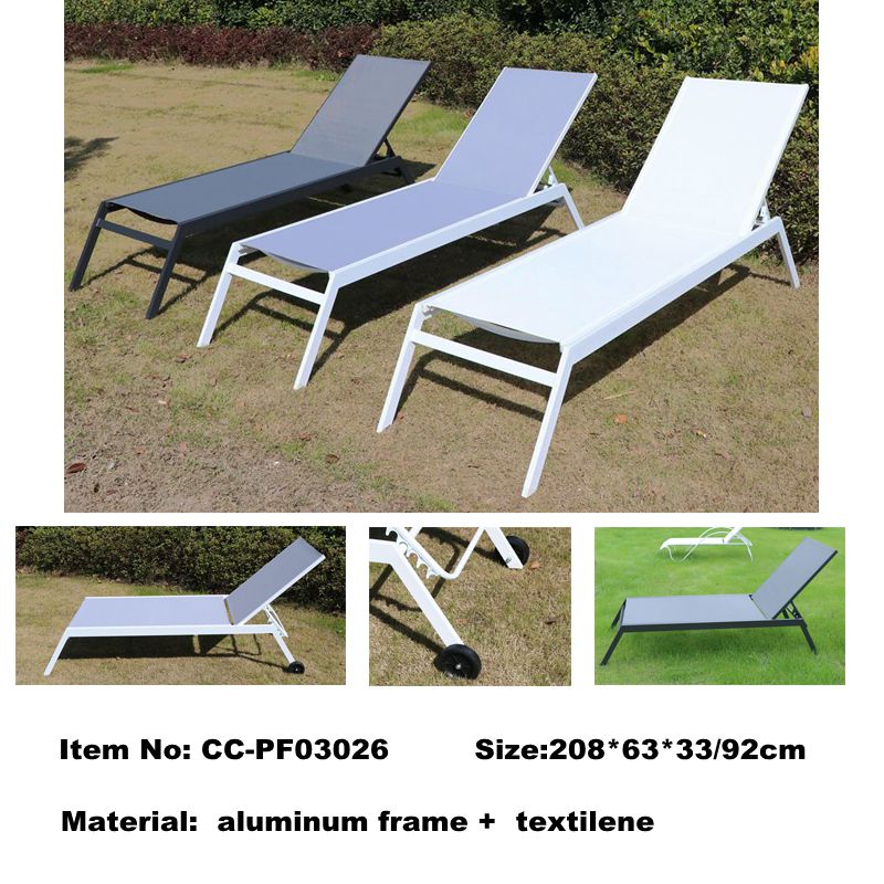 Outdoor Patio Furniture Sun Pool Loungers Aluminium With Wheels Green