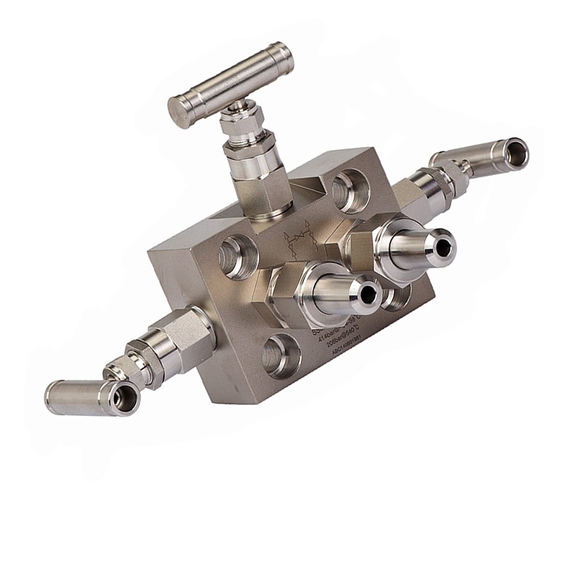 Block and bleed valve 3 way flow valve manifolds