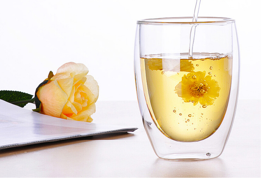 Wholesale Custom Logo Transparent double wall heat resistant borosilicate stemless glass coffee cup