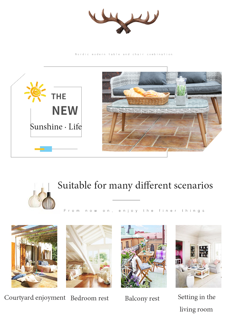 High quality outdoor rattan furniture wicker sofa set table chair bistro lawn conversation set for pool side balcony party relax