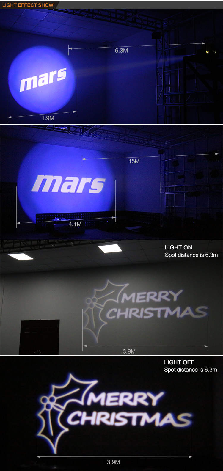 marslite 室内 30 w led gobo 投影机彩色 gobo 灯光标志投射灯