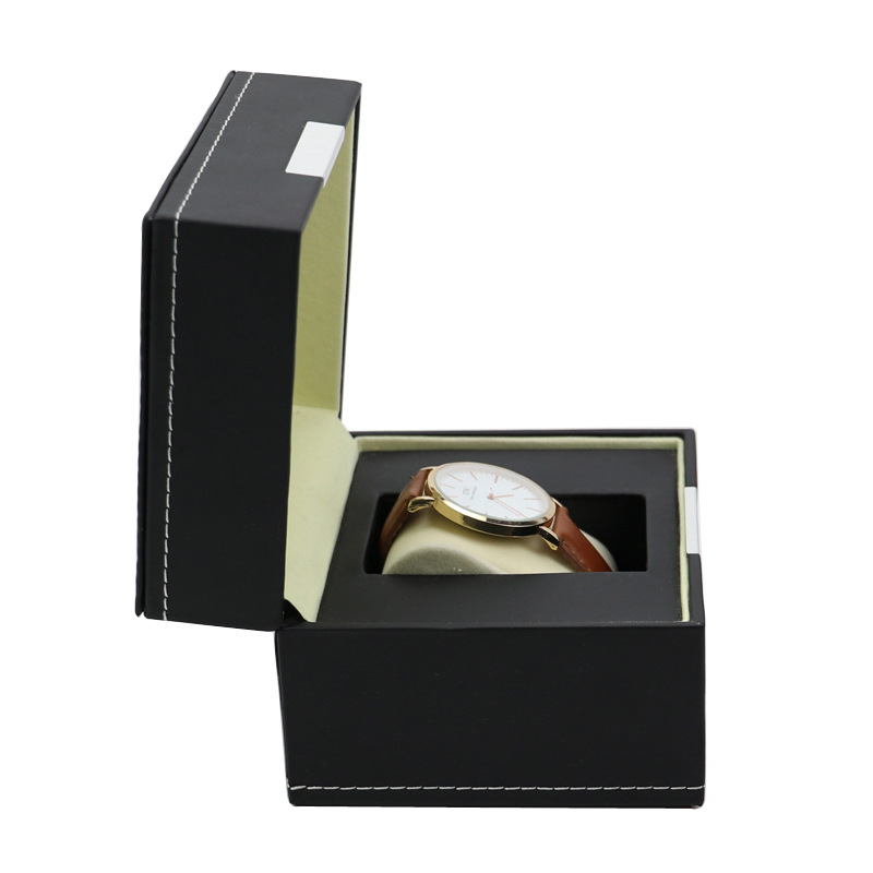 luxury leather handmade black watch packaging boxes custom logo/bulk watch boxes