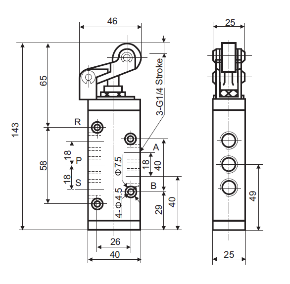 Aluminum Pneumatic Reversing Valve , 2 Position 5 Way Solenoid Valve