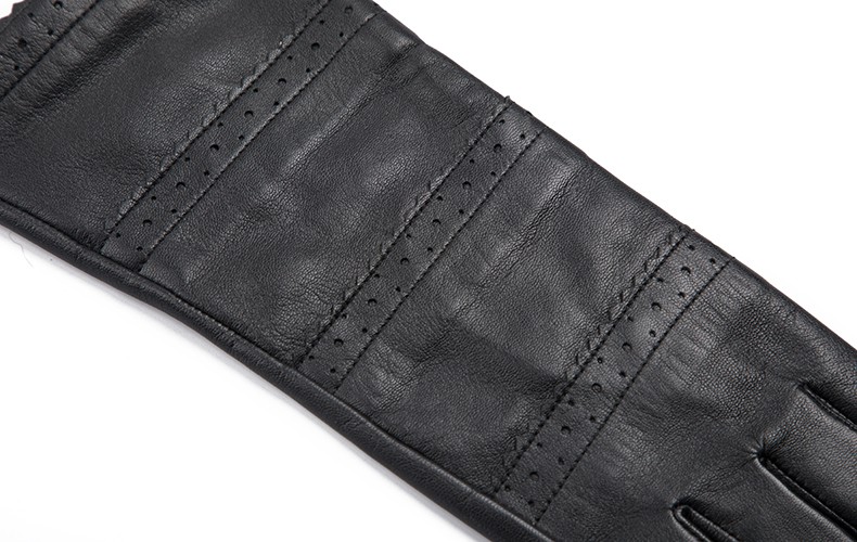 GL41 Ladies Soft Thin Long Black Ethiopia Sheep Leather