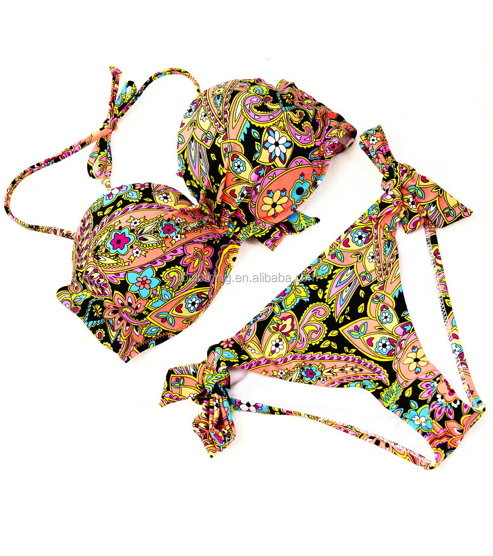 Whole sale hot sexy bikini girl swimwear customprinted swimwear
