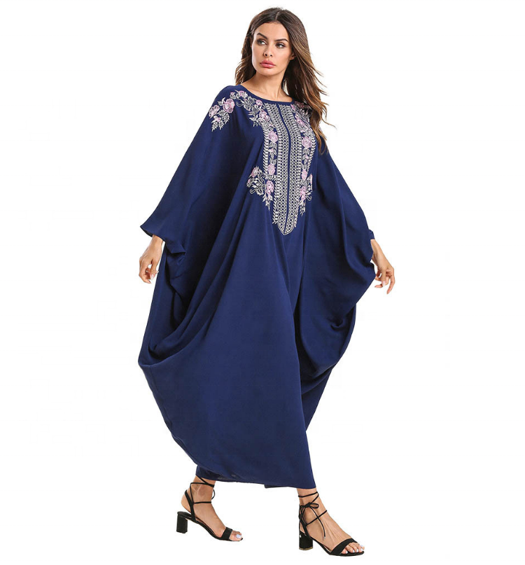穆斯林宽松的 o 领 abaya 休闲刺绣免费大小伊斯兰优