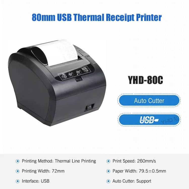 POS Direct Thermal Receipt Printer with Auto Cutter Receipt Printer 80mm with USB Ethernet( (LAN) Support Cash Drawer