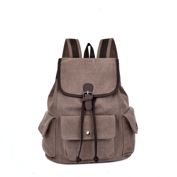 Klassische Retro-Vintage-Rucksacktasche aus Segeltuch für die College-Schule mit Kordelzug