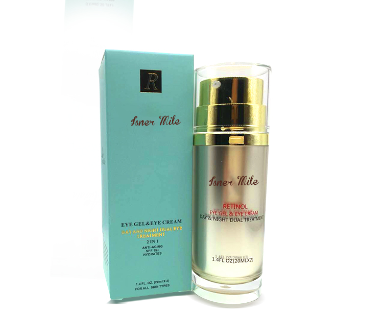 Private Label 2 in 1 Retinol Eye Cream and Gel for Sunscreen and antiwrinkle