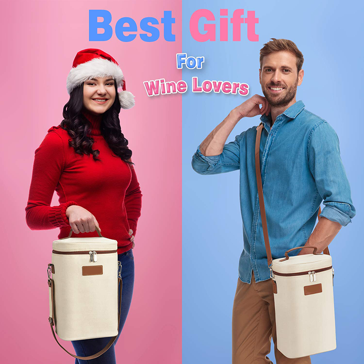 절연 와인 캐리어 토트 - 손잡이와 조절 가능한 어깨끈이 있는 4병 여행 패딩 와인 운반 쿨러 백