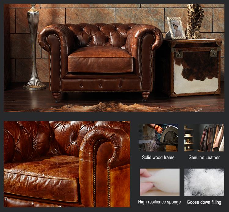 Used best vintage leather chesterfield sofa chesterfield-sofa genuine leather