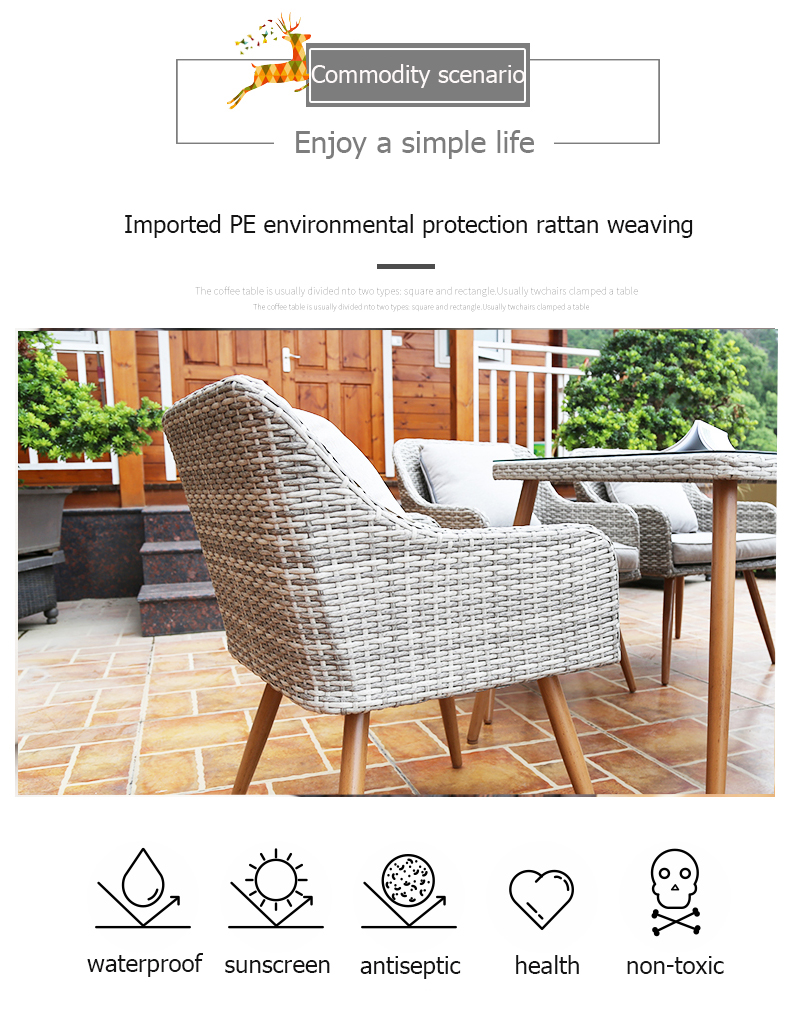 High quality garden outdoor patio furniture wicker patio chair set balcony pool patio sofa set table chair coffee salon bar