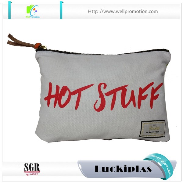 Bolsa de cosméticos de maquillaje de lona con impresión de sublimación personalizada con cremallera de metal