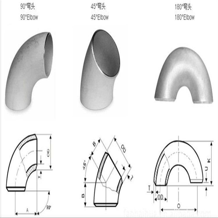 ASME/ANSI B16.11 Stainless Steel Elbows Pipe Fittings 45/90/180 Degree SR LR 316L 2205 310S 316ti 254SMO