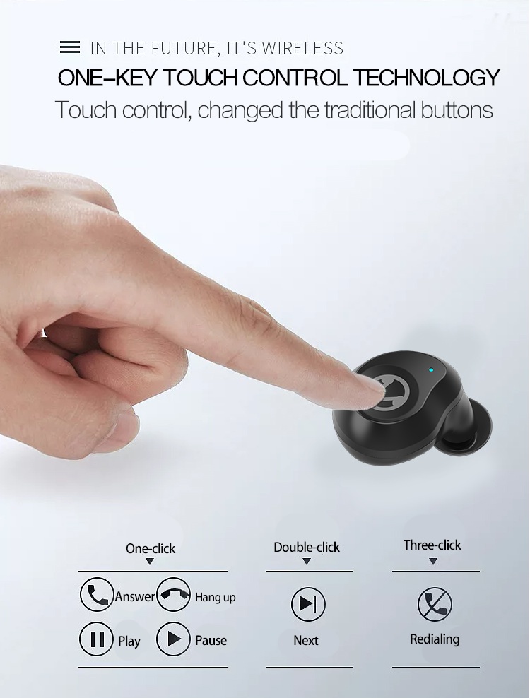 TWS X10 Wireless in-ear Headset Headphones true stereo dual master earphones