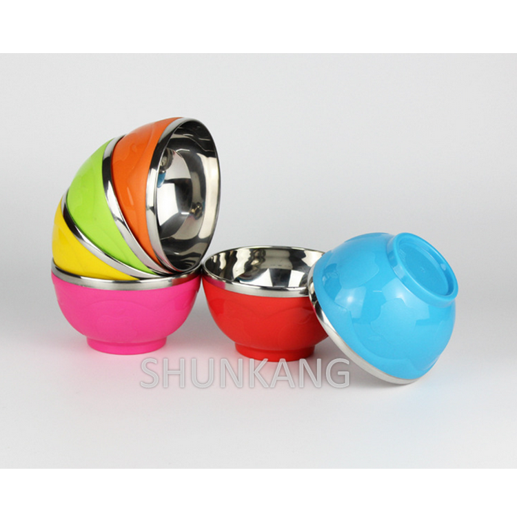 Colorful Stainless Steel Metal Soup Bowl Dinner Food Basin Mixing Bowl For Children