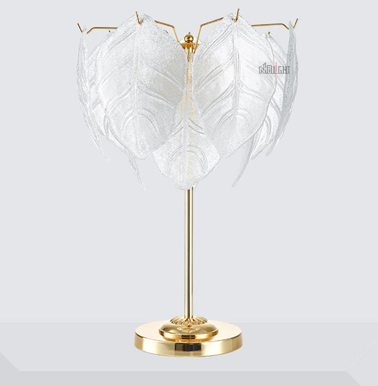Modern luxury glass table lamp wedding heart-shaped leaf lighting for hotel and bedroom bedside