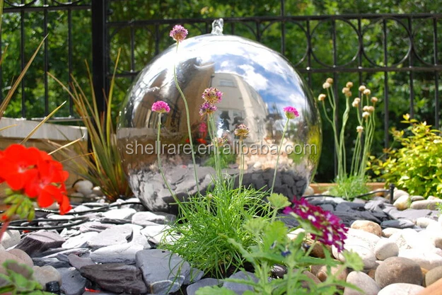 Garden ball water fountain stainless steel hollow sphere water fountain with led light ornament ball