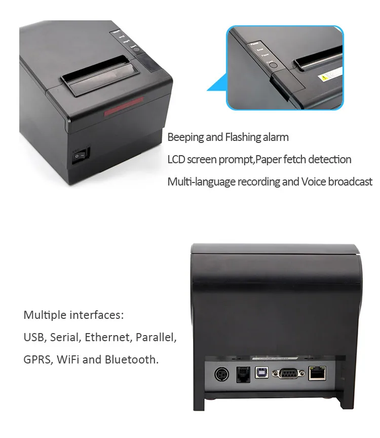 80mm Auto-cutter bluetooth thermal 3inch receipt printer Pos wifi printer