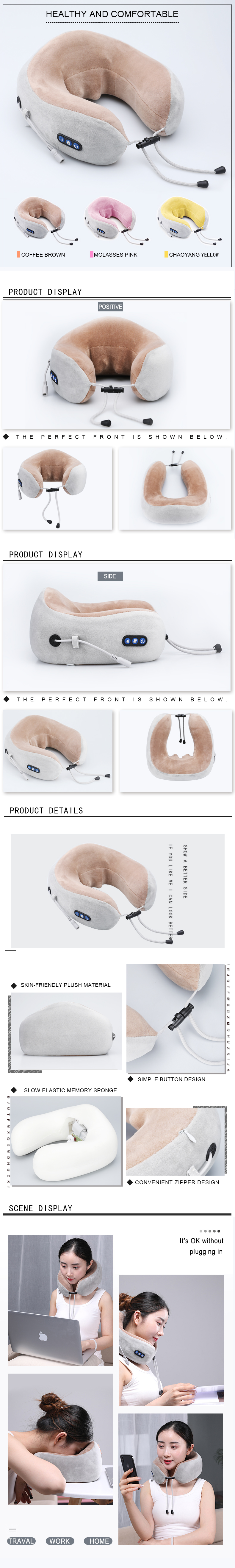 Portable Neck Battery Operated U Pillow Massager Pillow