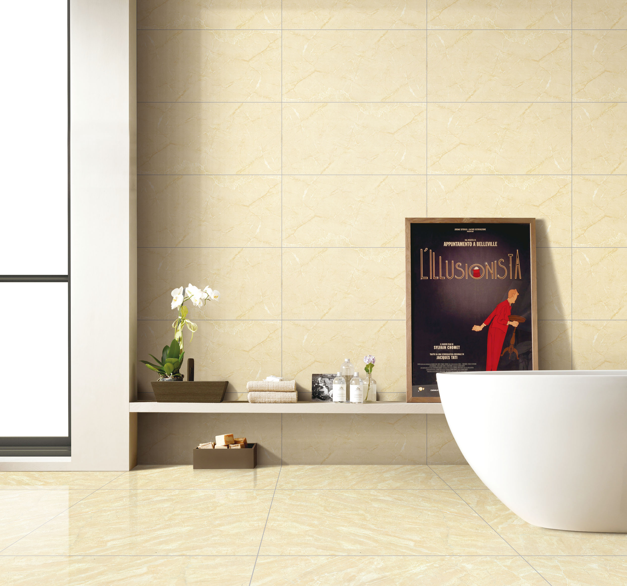 Hasin Tiles Price In Philippines Bathroom Porcelain Marble Lahore Tiles(400x800mm)(Beige Marble)