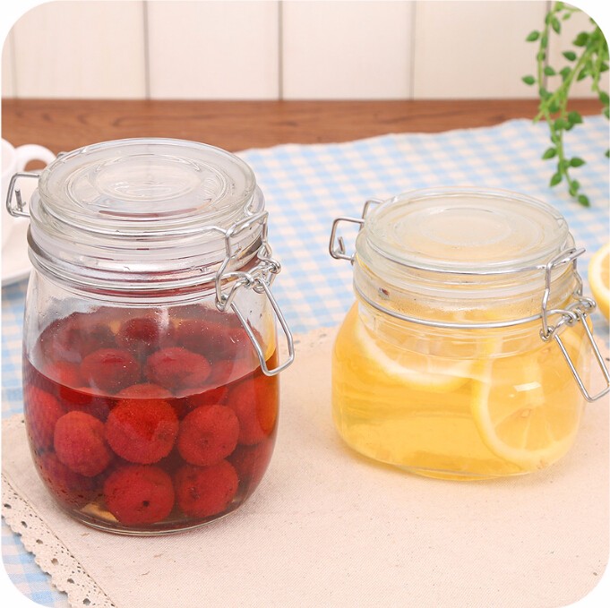 customized antique fancy glass jar with tight lid store food