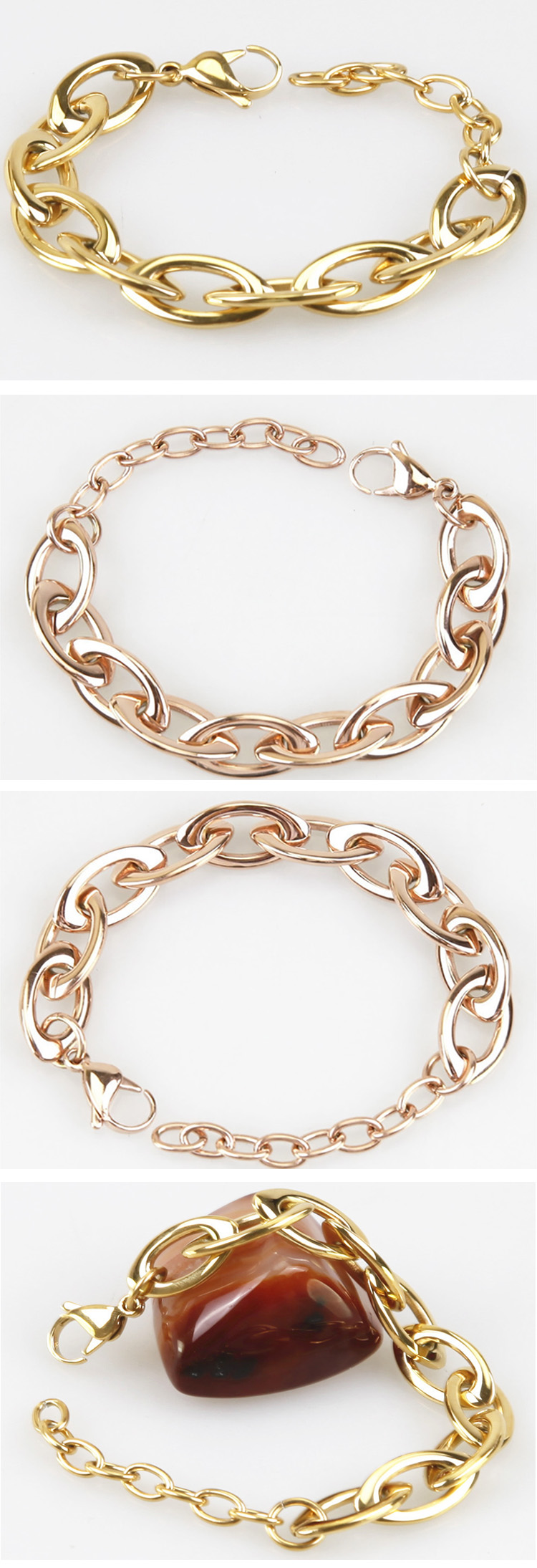 2019 Moda al por mayor Alta Calidad Punk PUSP CUCTURA DE ORO DE ACERO INOXIDABLE Pulsera de la cadena