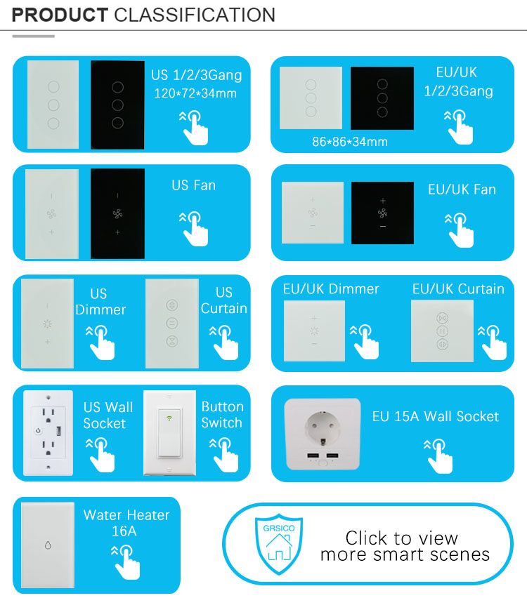 Tuya Smart Home Automation System EU Wireless WIFI Remote Control Wall Curtain Touch Switch WITH alexa