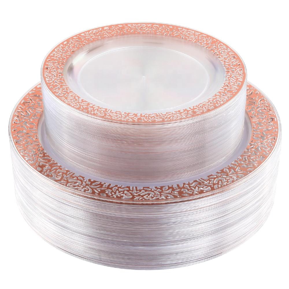 60件透明一次性塑料餐盘套装 - buy plastic plates for parties