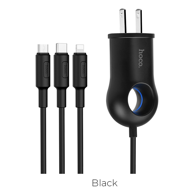 Hoco C44 Plentiful 3 In 1 Usb Cable US Pulg Charger
