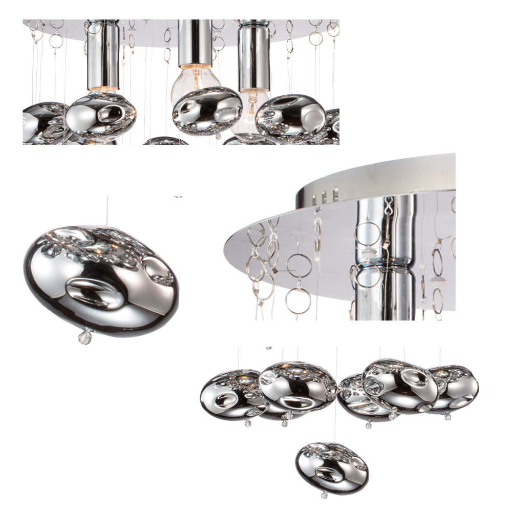 LED glass ball modern round chrome ceiling Light