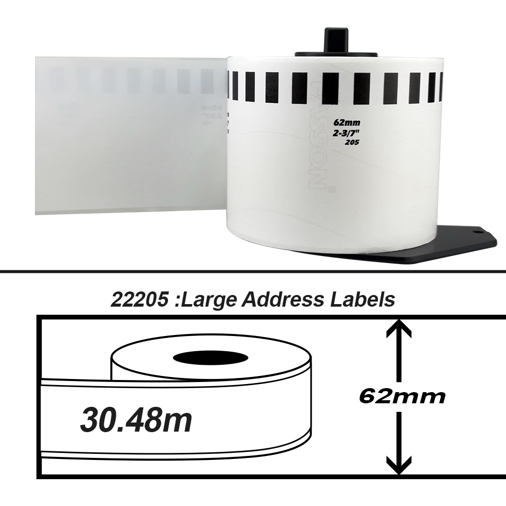 62mm*30.48mm label paper 22205 dk compatible thermal label tape