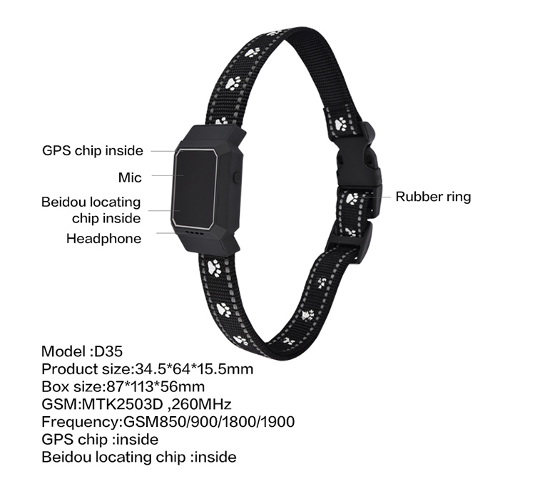 Gps Chip Internal Dog Tracker Pet GPS Tracker Collar D35