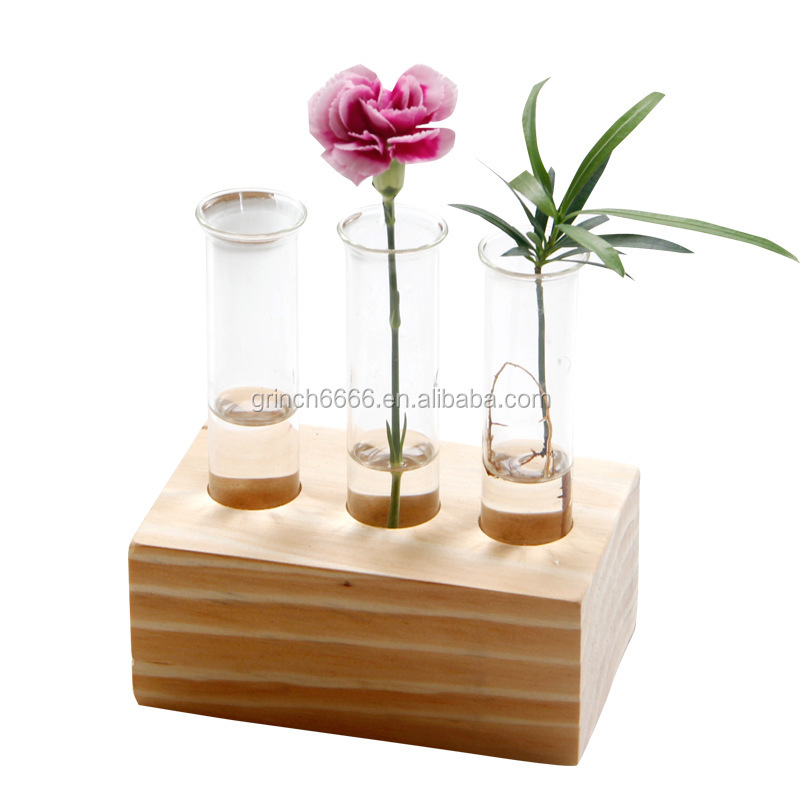 木製スタンド植木鉢のクリスタルガラス試験管花瓶| Alibaba.com