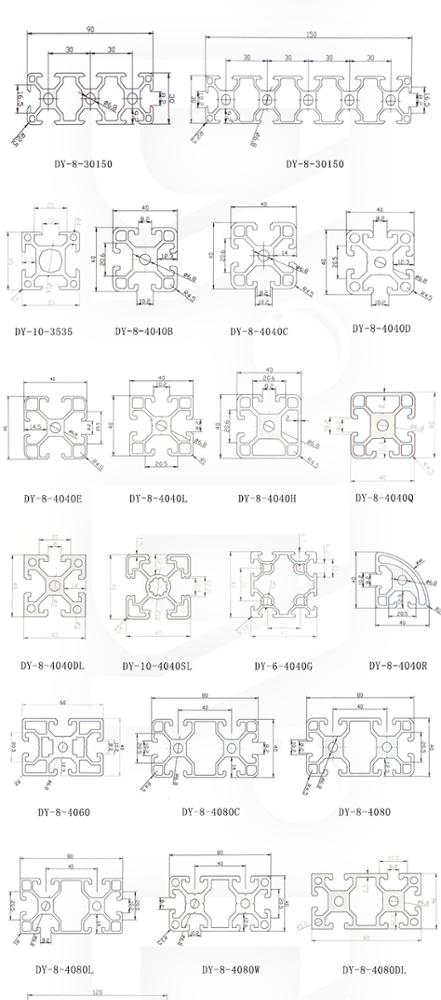 वर्ग संरचना 6463 वी स्लॉट एल्यूमिनियम प्रोफाइल औद्योगिक 4040 4