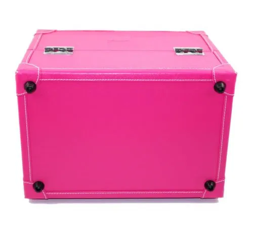 Empty leather professional trolley beauty cosmetic case for makeup powder