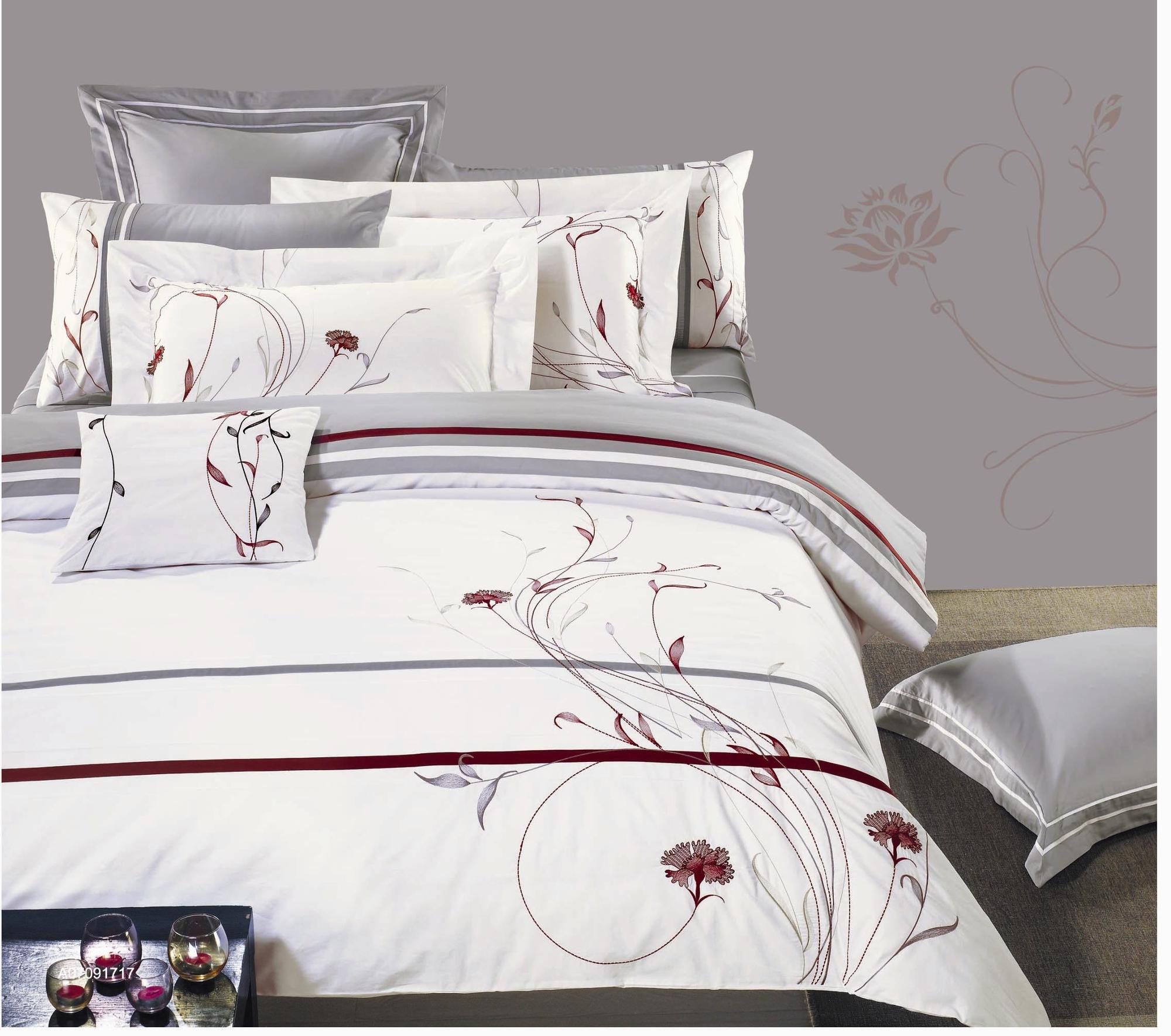 Elegant Embroidery 4 Piece duvet & pillows & flat sheet, bed sheets with pillowcases