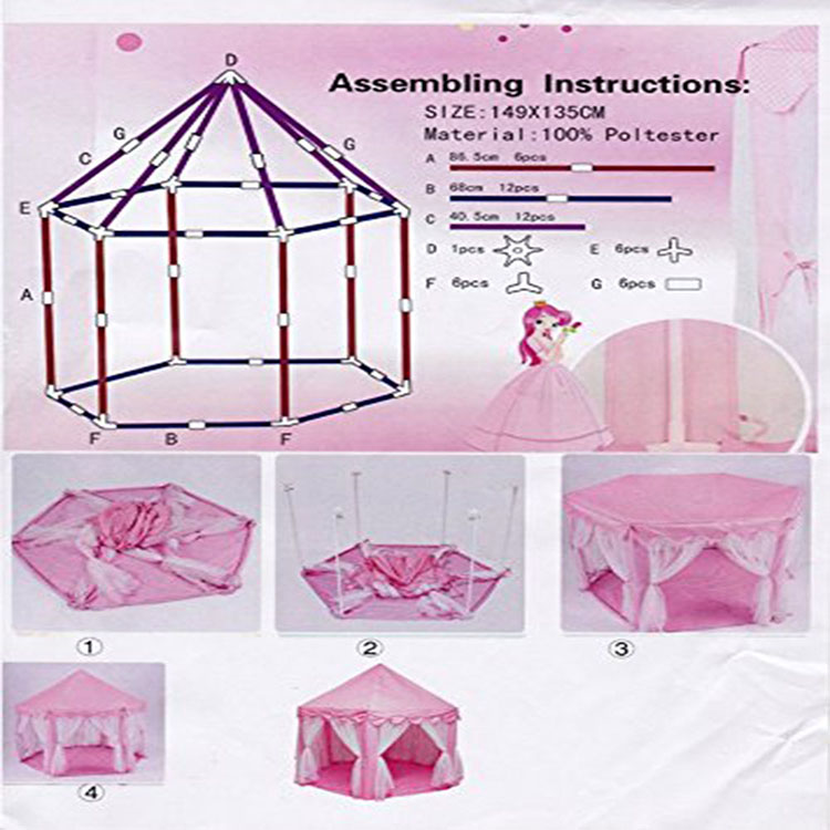 2020 Hot Selling Wholesale, Portable Folding Indoor Outdoor Playhouse Toy Princess Kids Castle Play Tent/