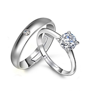 New Fashion Wedding Lover Silver Couple Engagement Diamond Rings