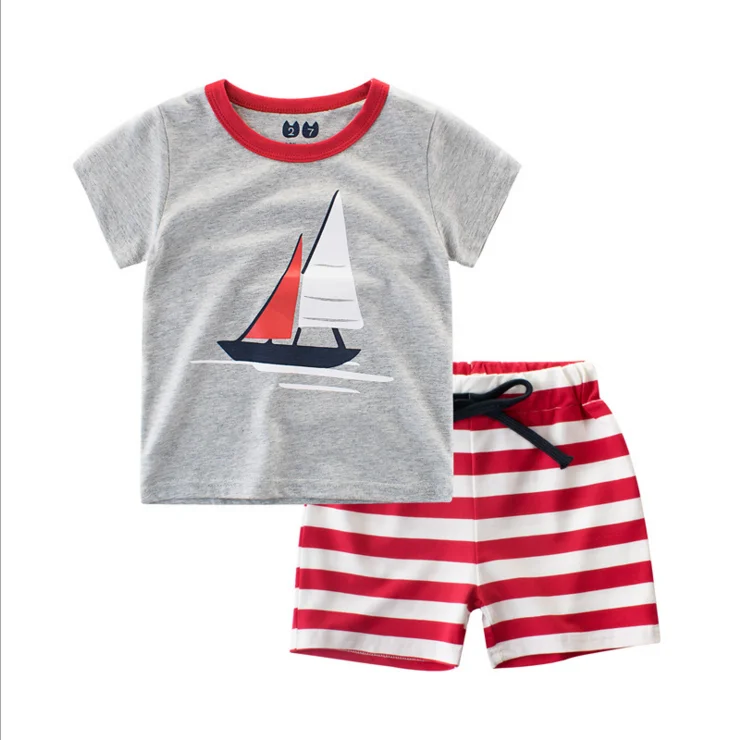 European American children clothing boy short-sleeved children T-shirt pants two sets