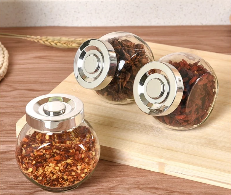 Fancy Food Storage Glass Jar For Nuts Tea Candy Condiments Food Glass Jar