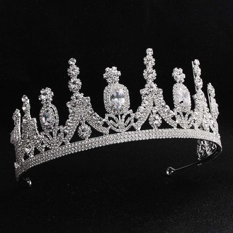 定制豪华锆石皇冠新娘 tiaras 冠冕婚礼发饰水钻选美皇冠批发 (kh015)