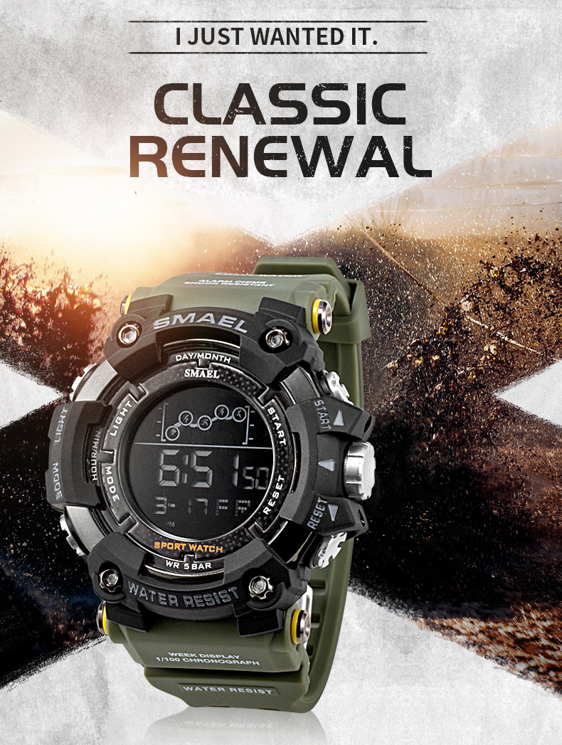 New design SMAEL 1802 sport digital watch water resistant electronic silicone wrist watch