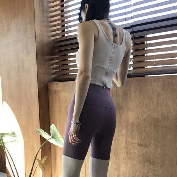女性背部拉链运动背心充分支持压缩锻炼作物上衣
