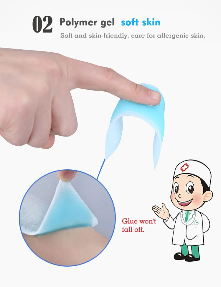 Medical Baby Hydrogel Fever Reducing Cool Gel Patch , Ice Cooling Fever Gel Patch