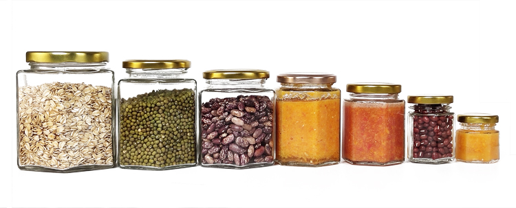 免费样品45毫升迷你六角玻璃香料储存带盖蜜罐 - buy honey jar