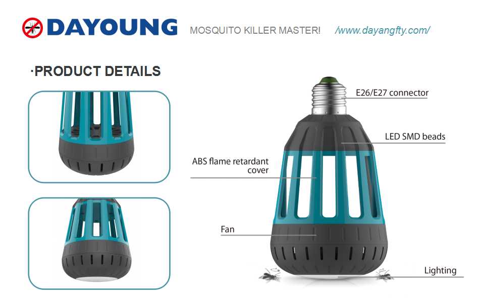 Dayang 2022 NEW INHALATION 2 in 1  LED pest control electric mosquito killer bulb for indoor use