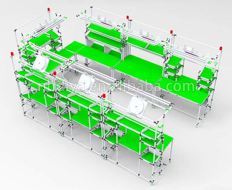 Double Side Assembly Line Pipe Work Table ESD For Workshop Conveyor